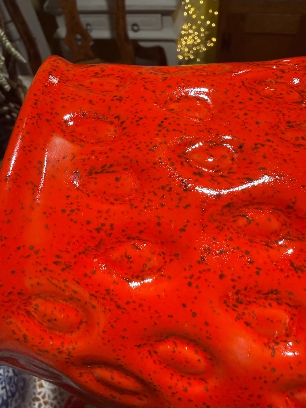 Vintage large strawberry ceramic cookie jar signed 1979